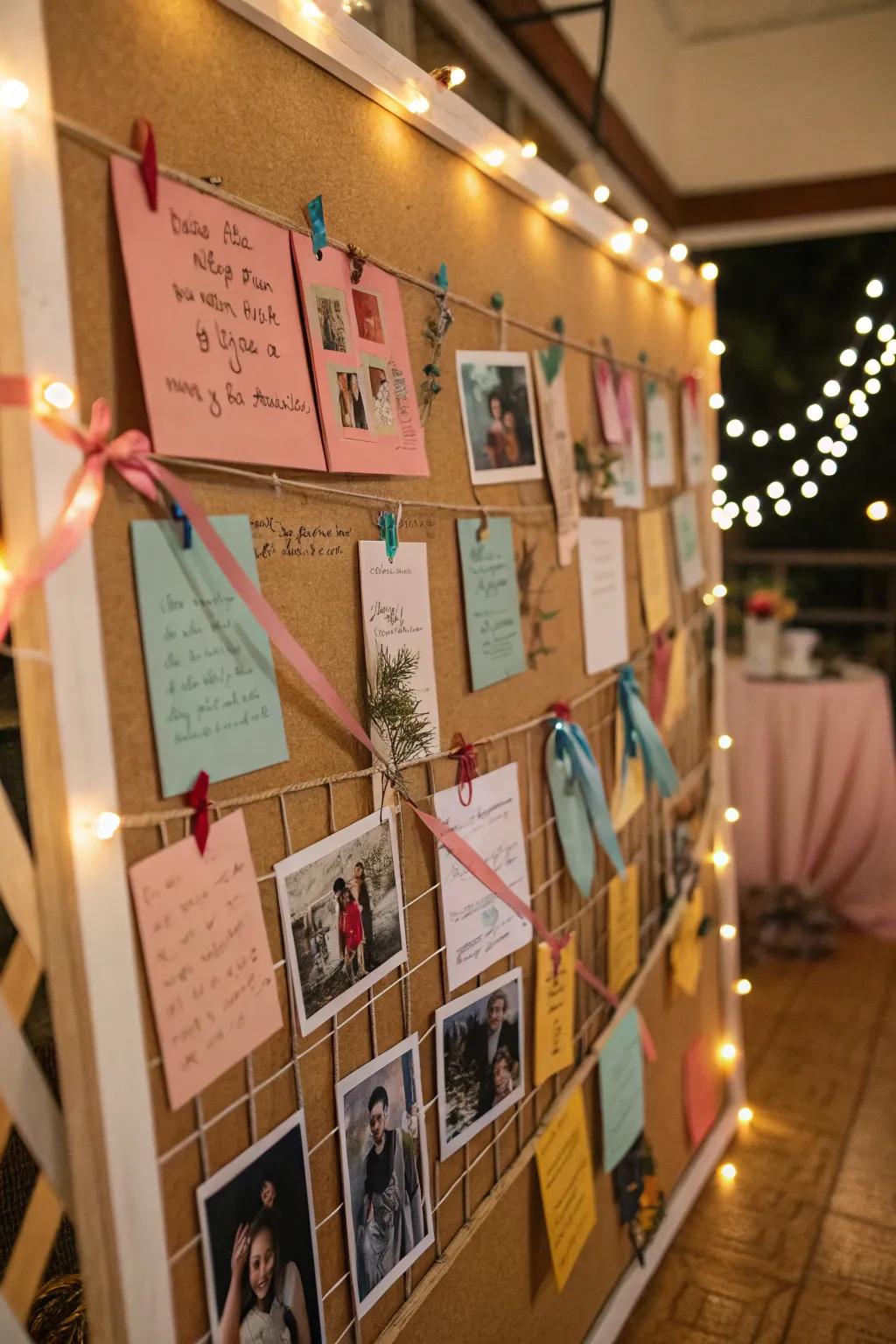 A collaborative memory board filled with love.