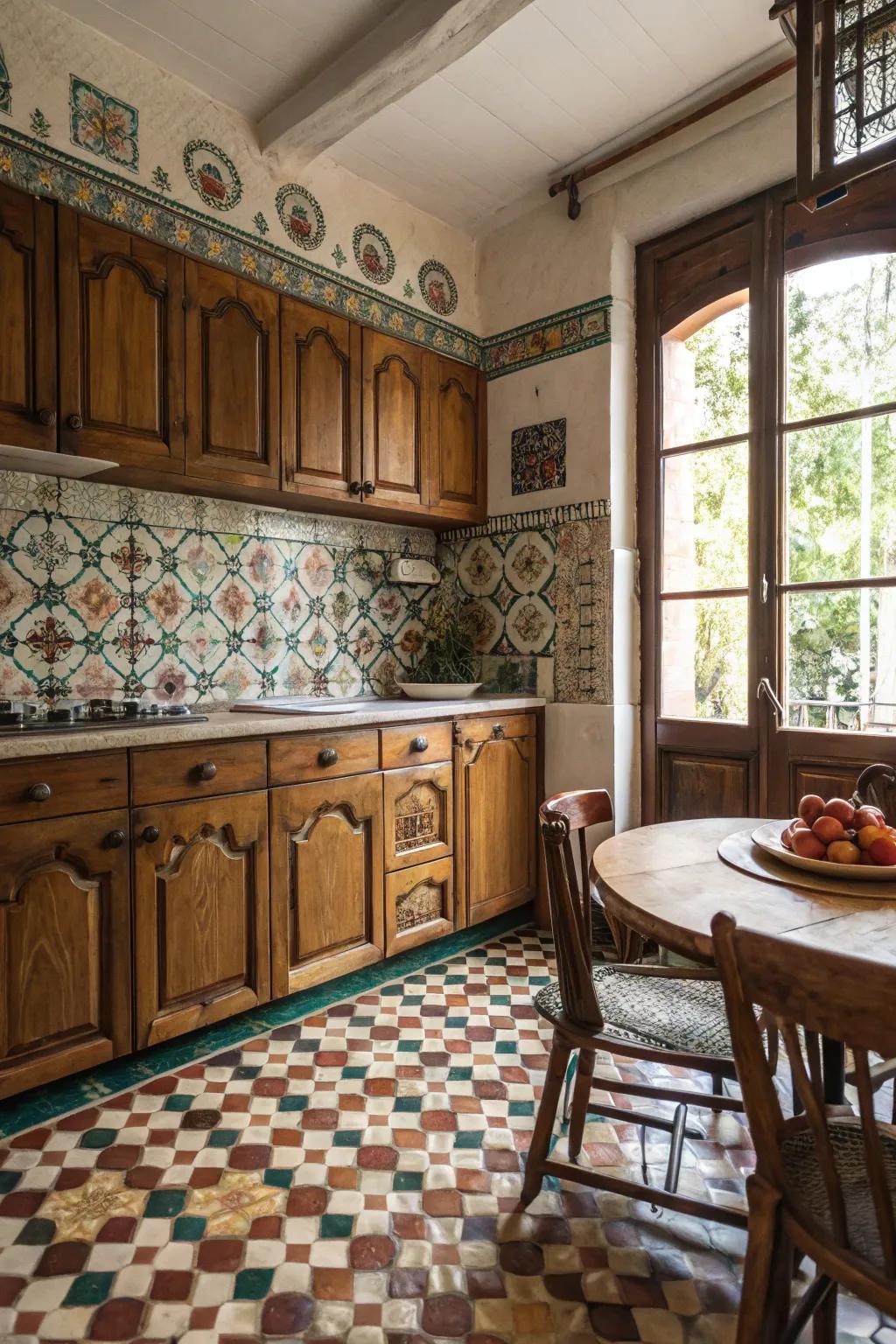 Vintage tiles add unique character and a touch of history.