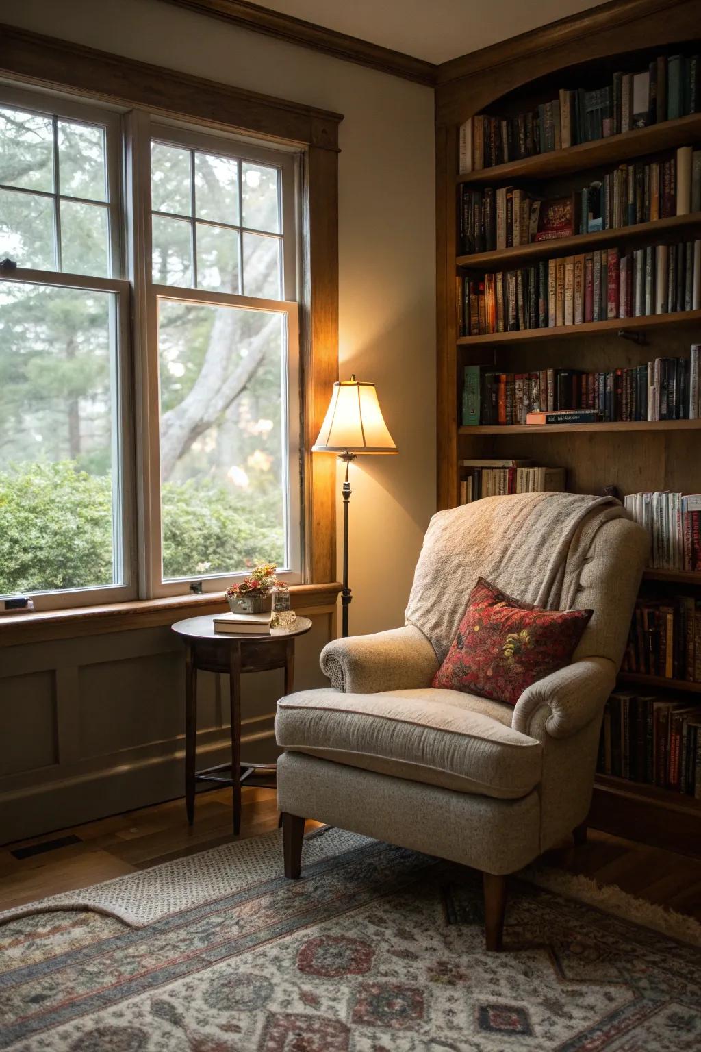 A snug reading nook is the perfect spot to relax and unwind.