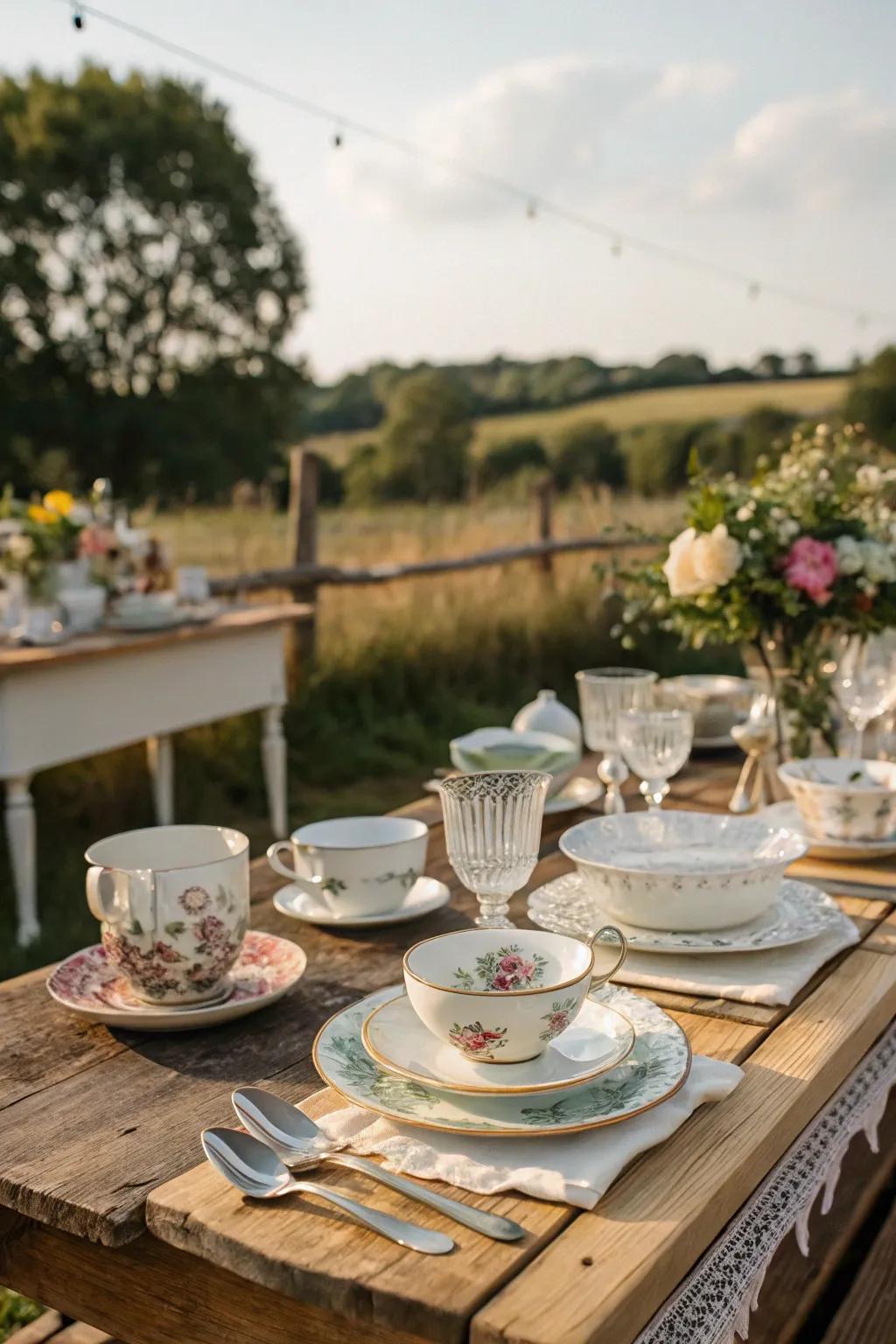 Vintage finds add character to your tablescape.
