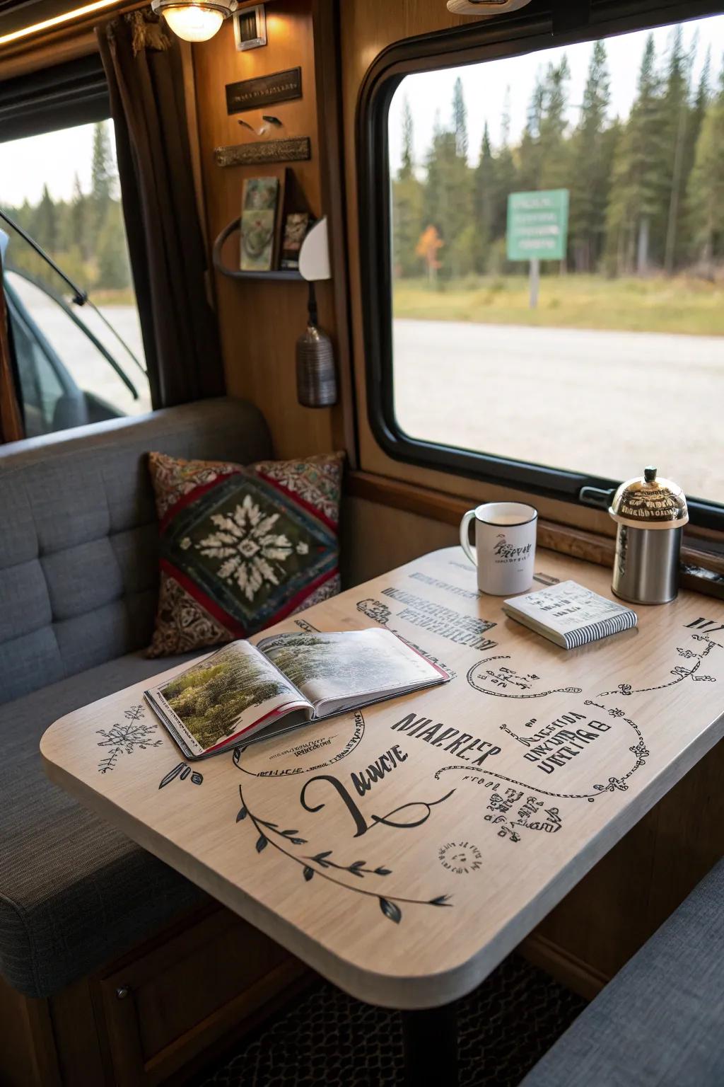 Personalized touches make your RV table truly unique.