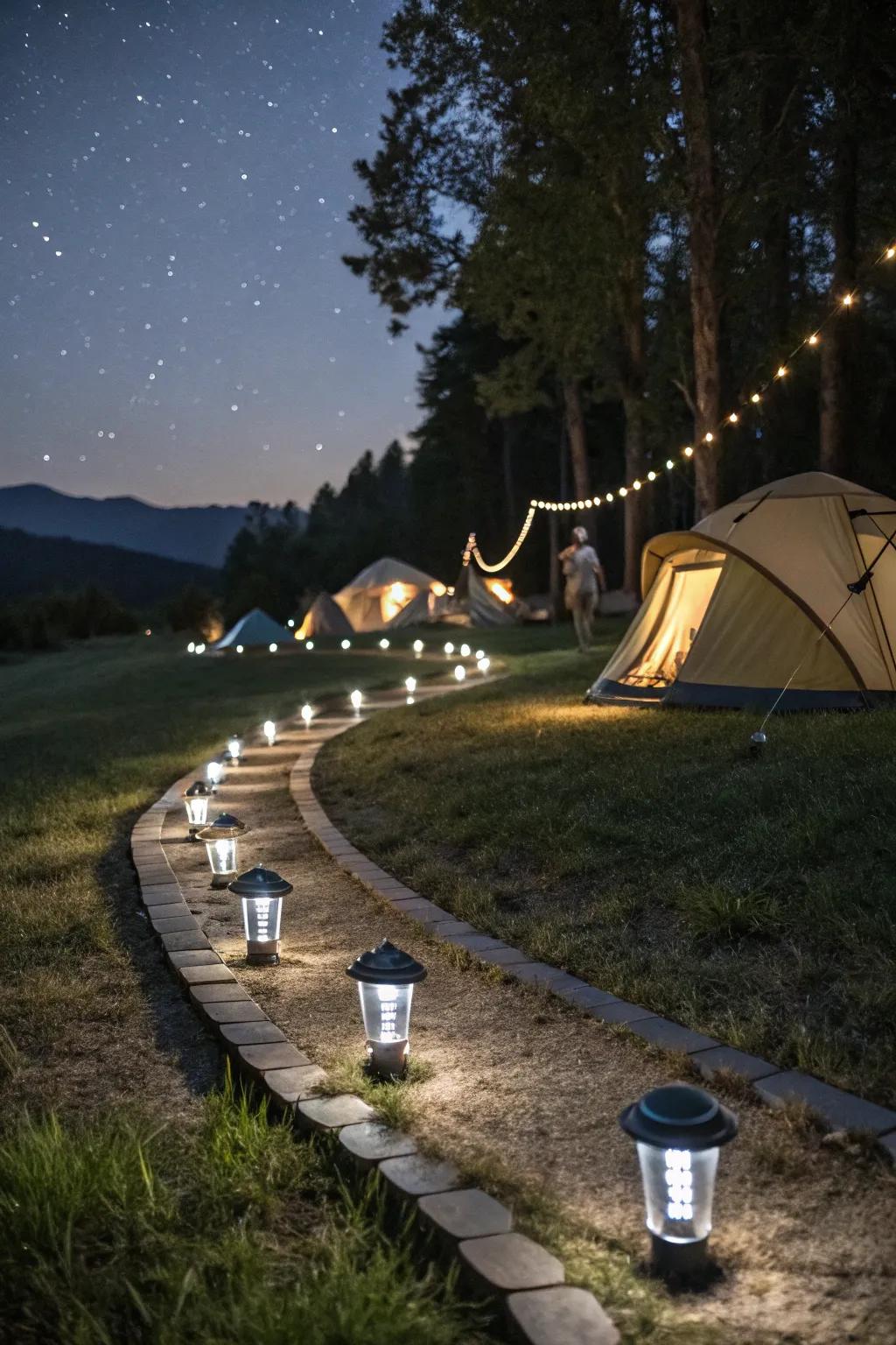Solar-powered lights provide sustainable and beautiful illumination.
