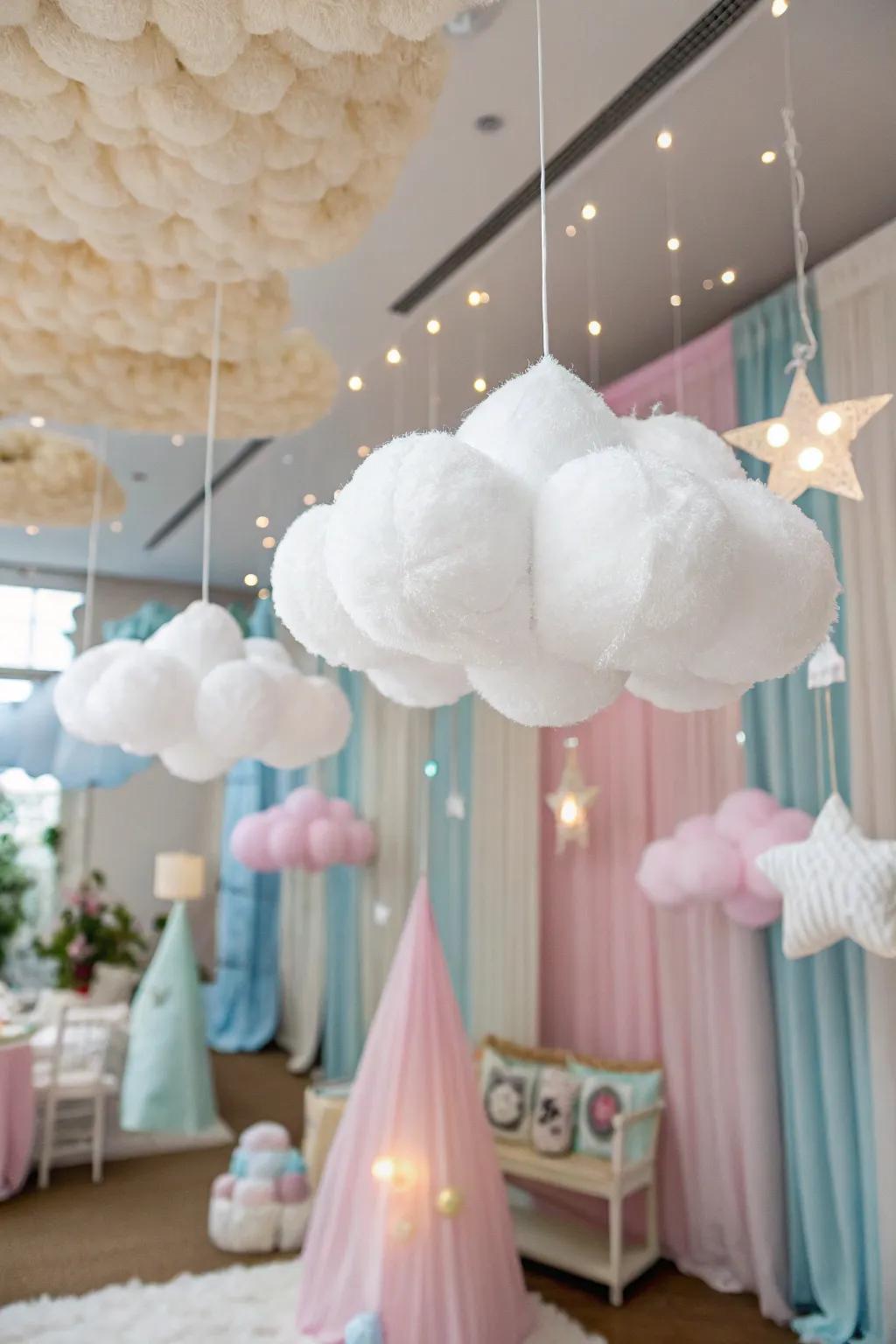 Float away with a dreamy cloud-themed selfie station.