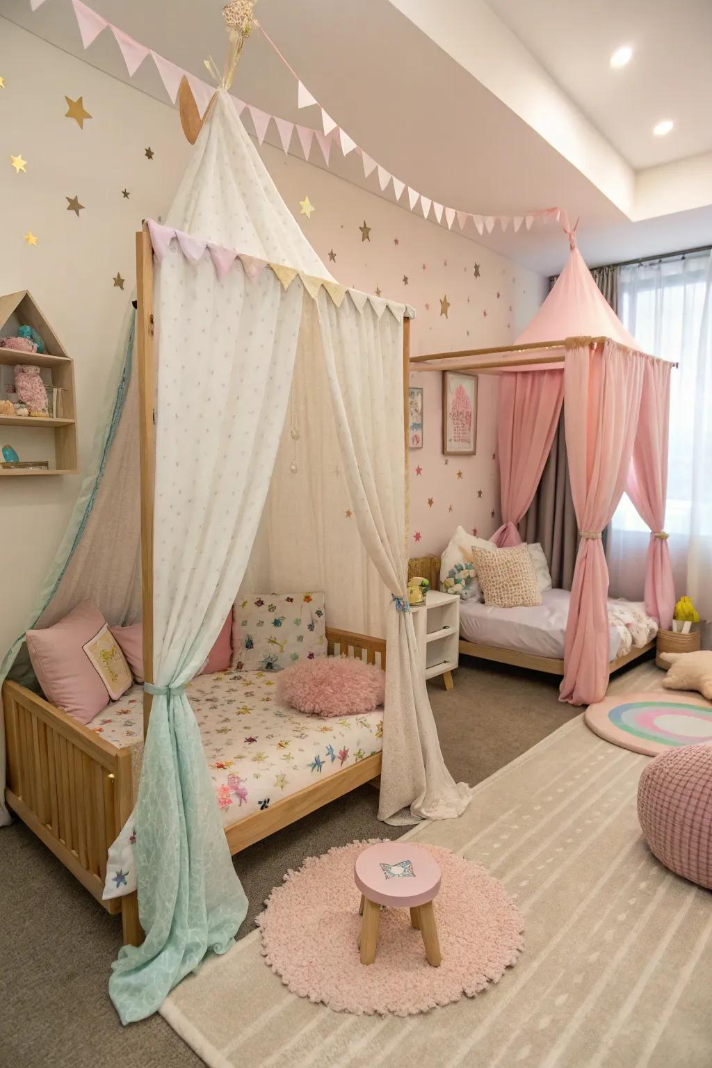 Canopy beds offer privacy and a touch of elegance.