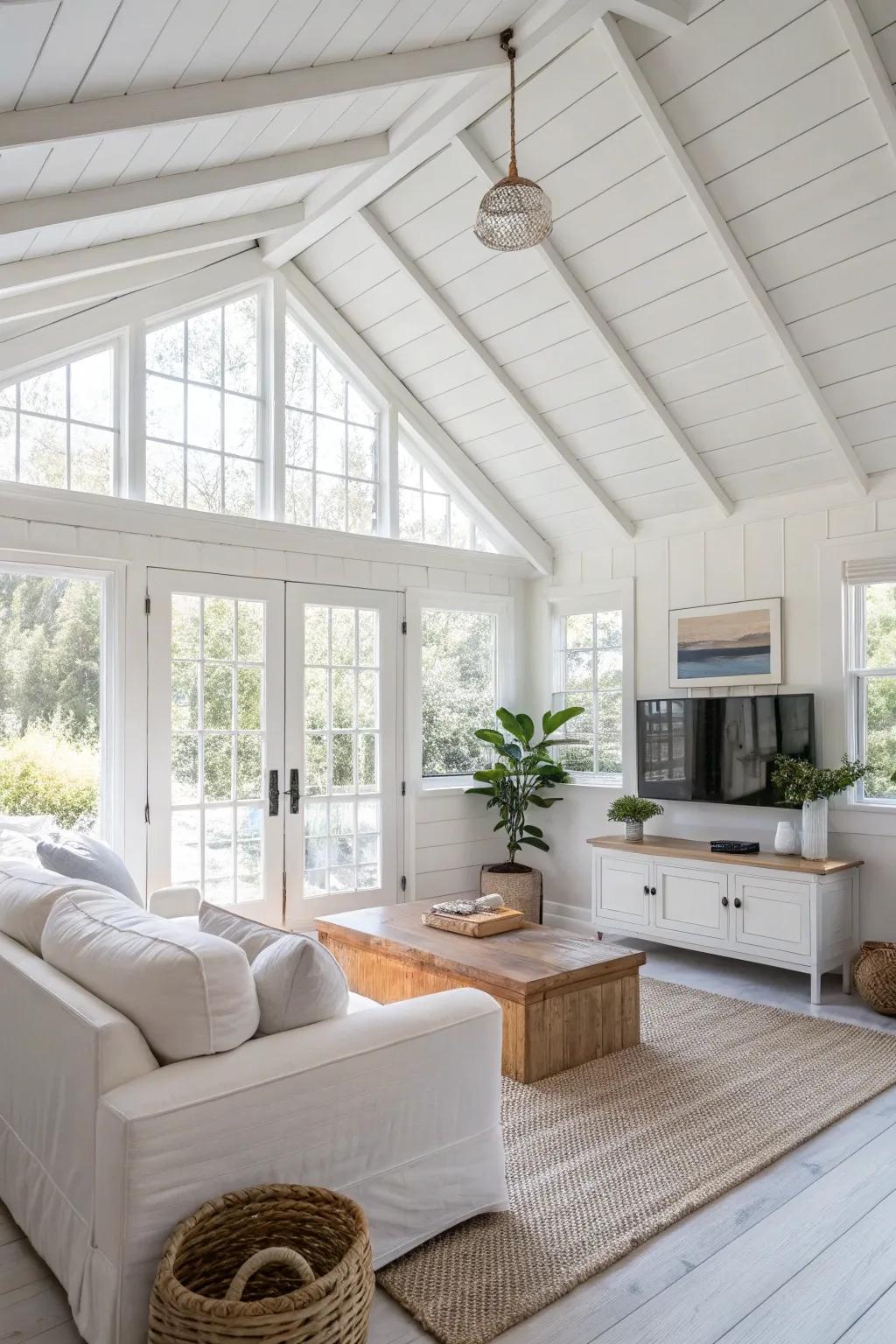 A bright coloring scheme accentuates spaciousness within the family space.