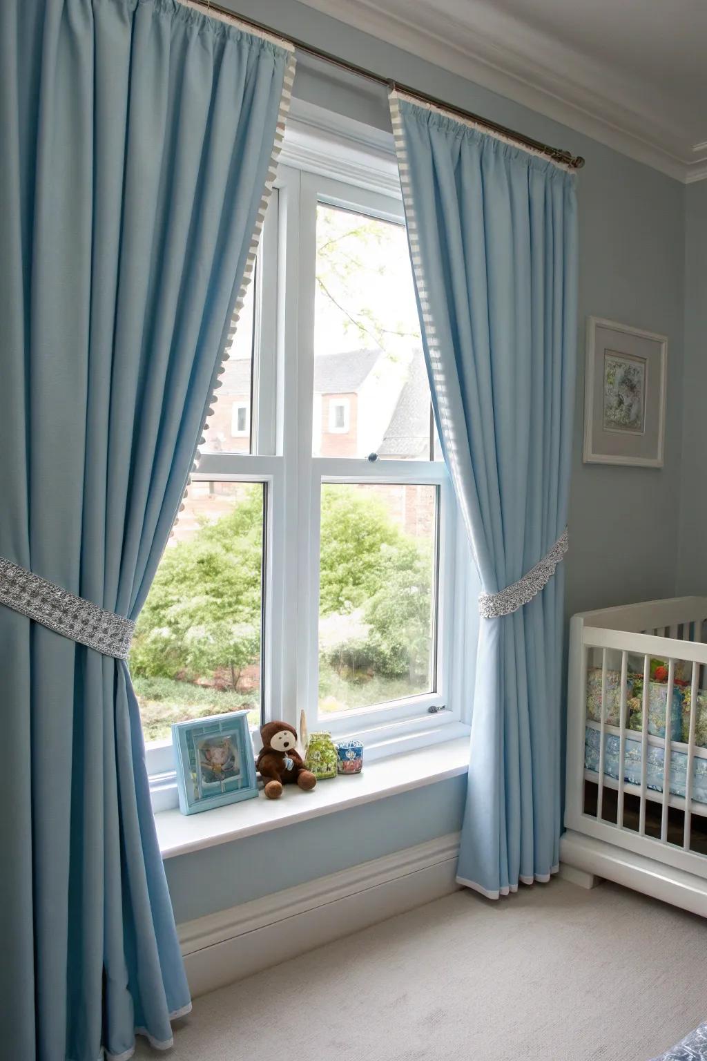 Blackout curtains help create a restful sleep environment.