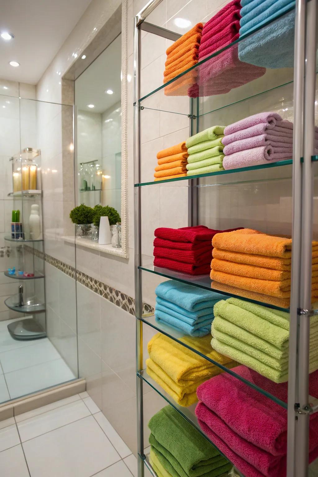 Light and airy storage with elegant glass shelving.