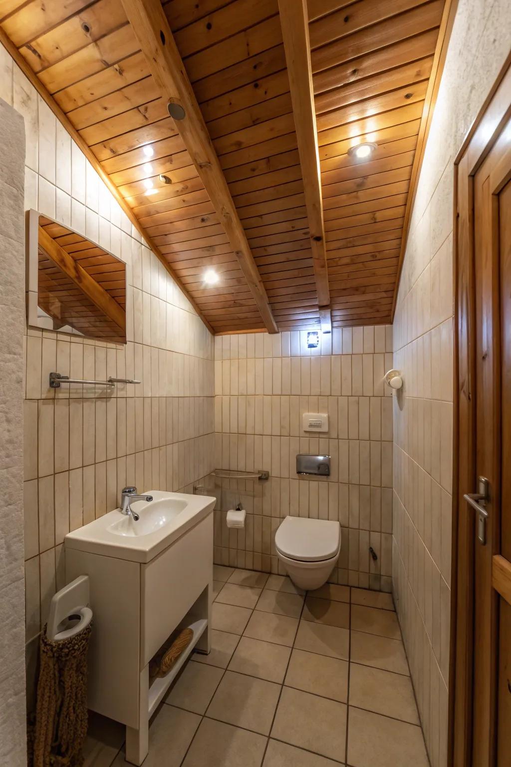 A smooth solution for timber ceilings is lights.