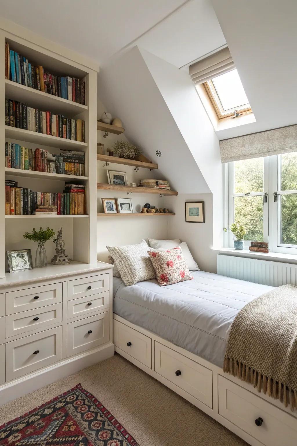 High ceilings can be used for extra storage.