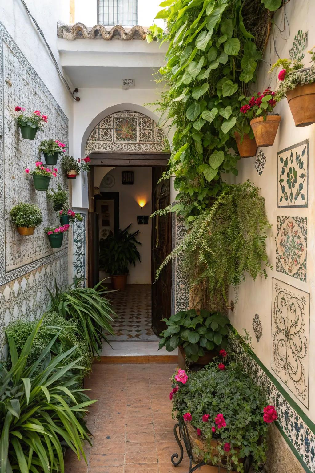 Upright features maximize space and add depth to the entryway.