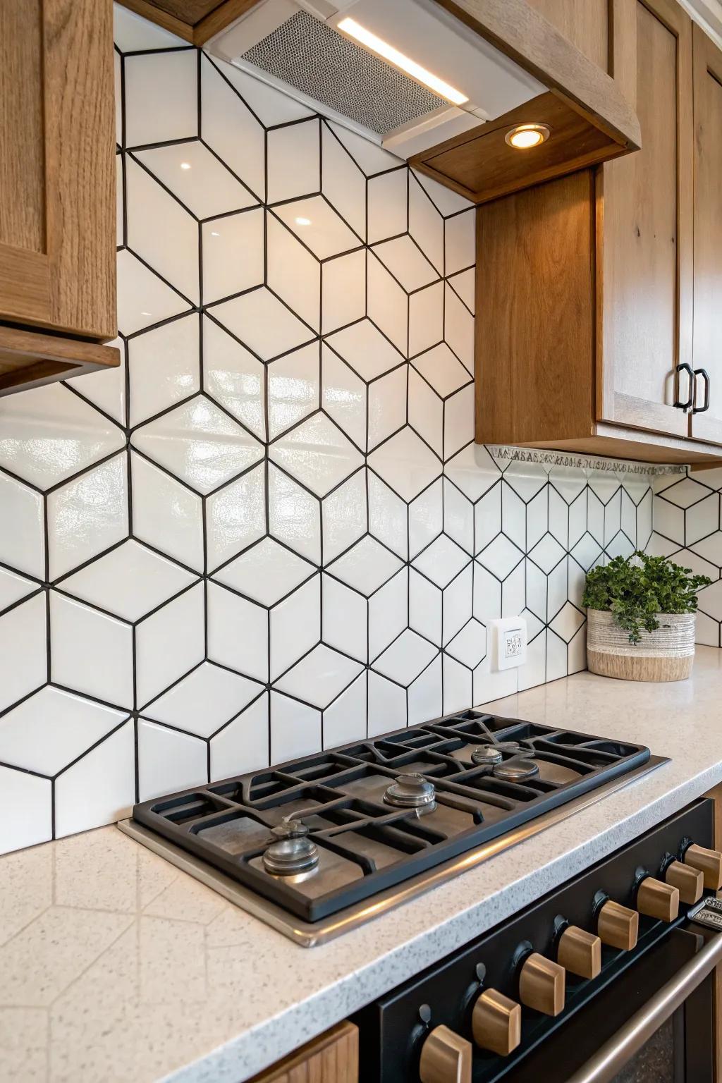 Make your wall panels stand out through playful grout designs.