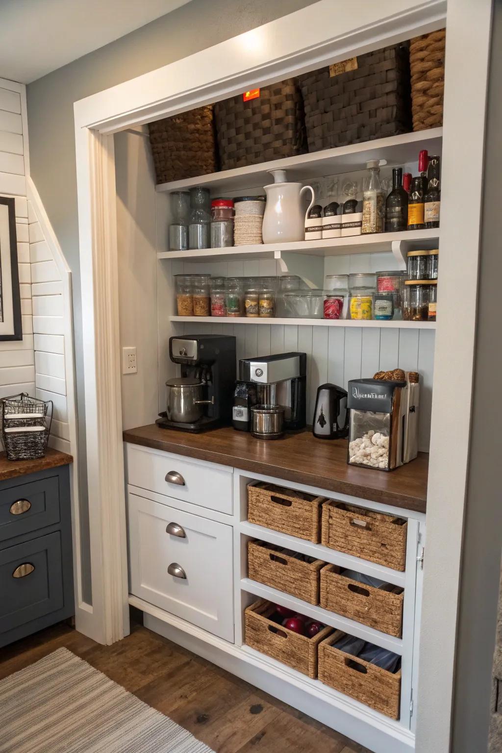 Change alcoves into functional spots in small kitchens.