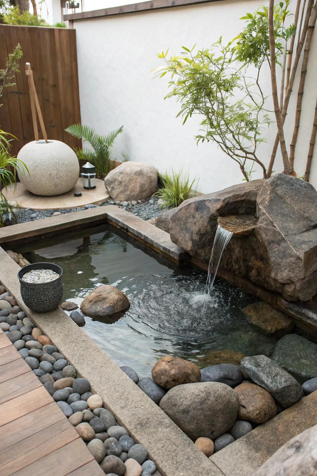 Zen garden elements bring tranquility and harmony to pool areas.