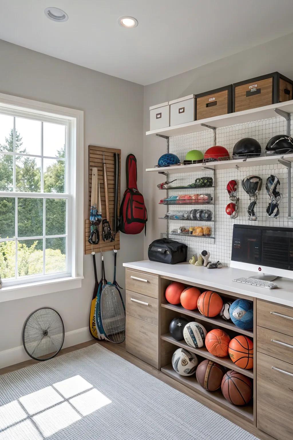 Efficient storage solutions keep your office tidy.