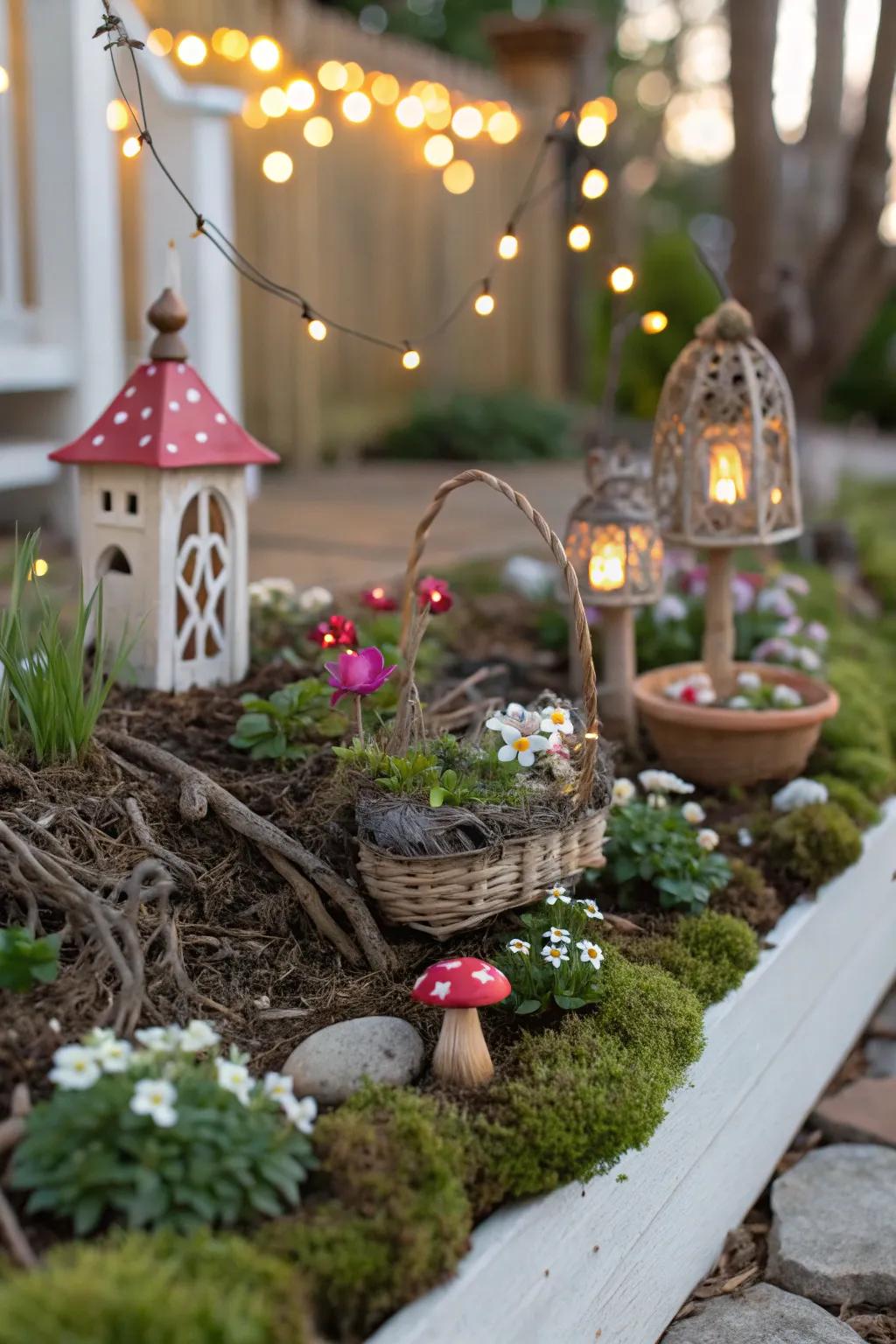 An enchanting pixie garden imparts whimsical magic to borders.