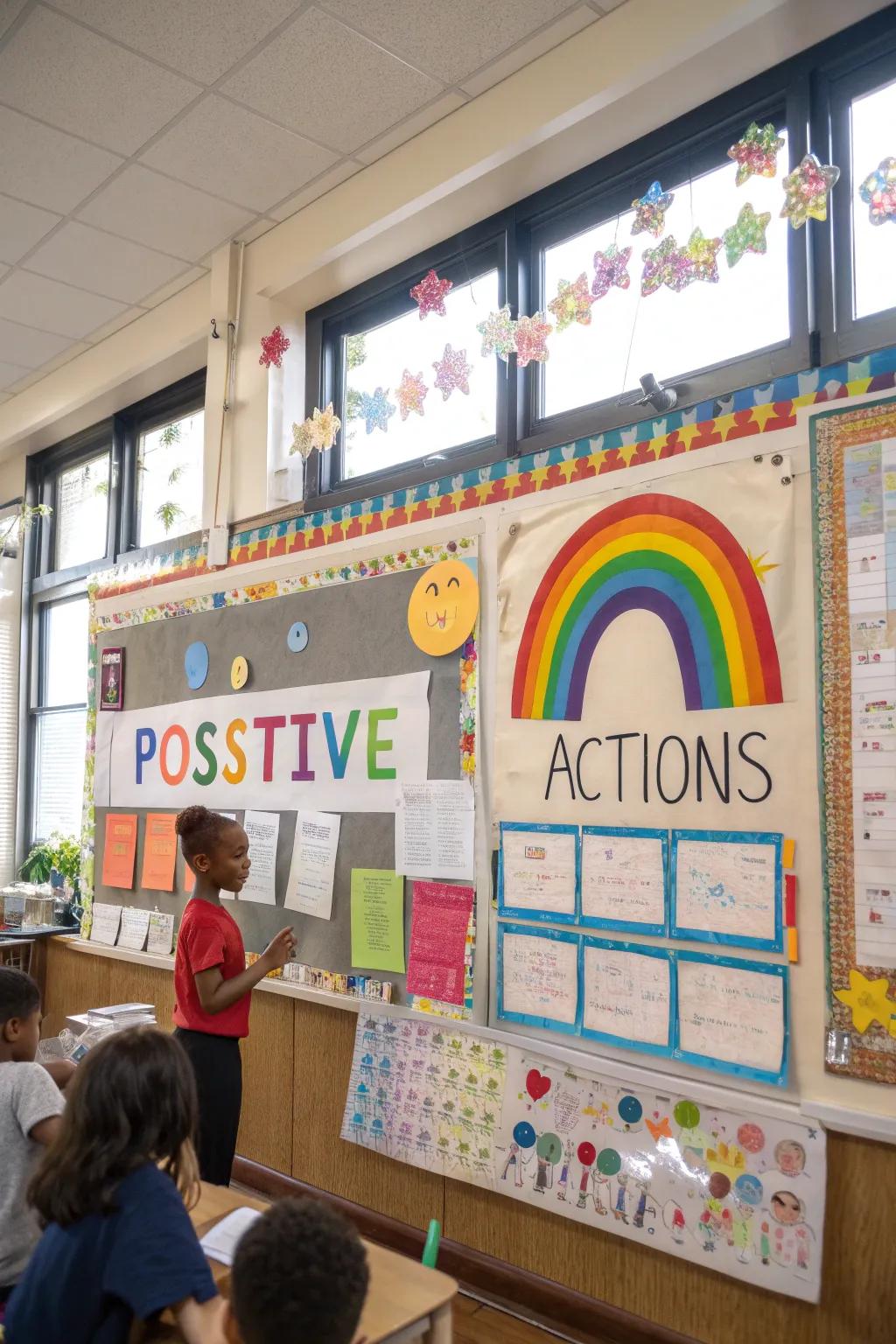 A rainbow of kindness brightening the classroom.