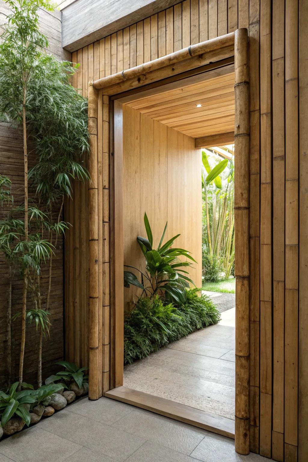 Organic bamboo edging for an eco-conscious element.