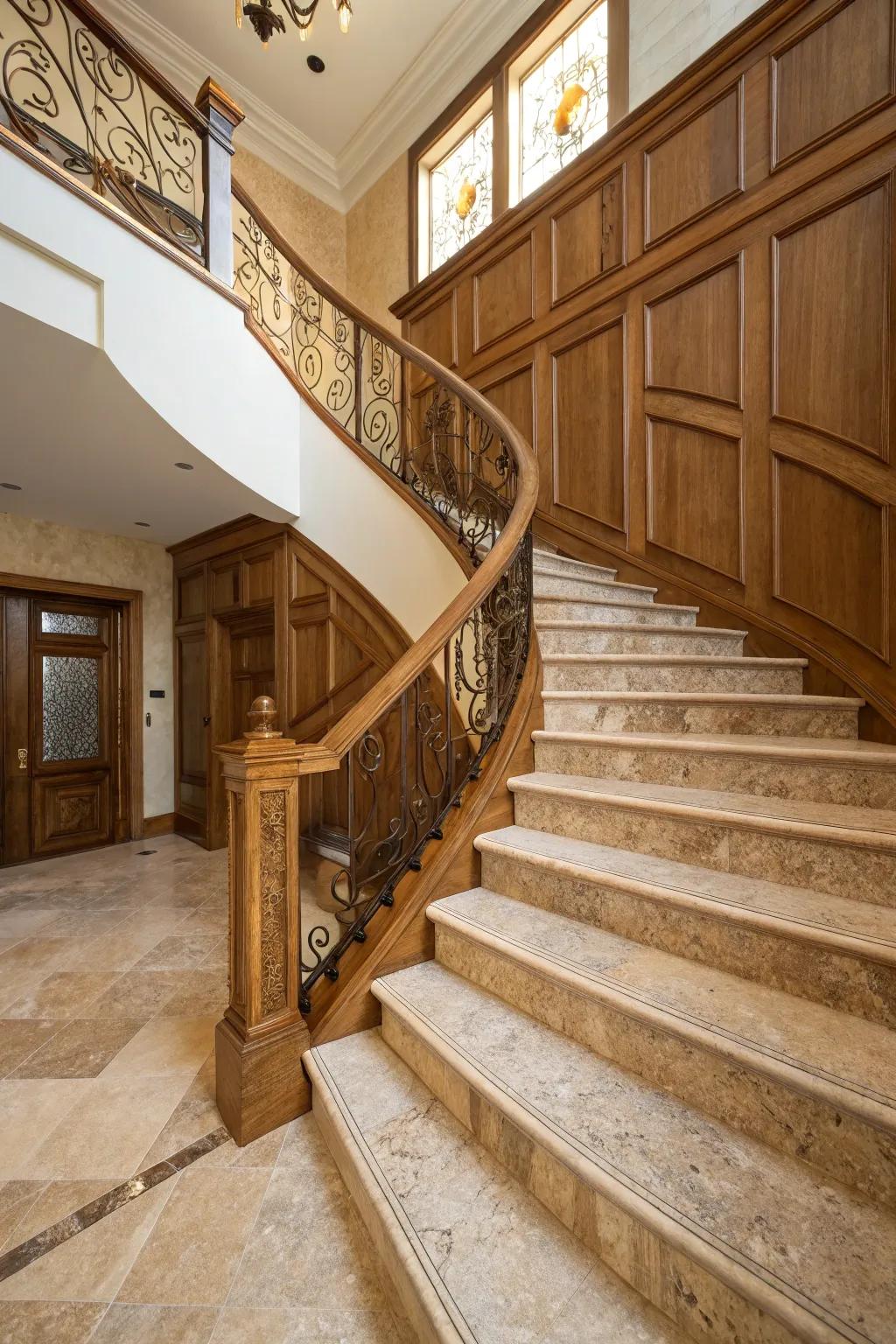 Quarry rock panels introduce luxury and elegance.