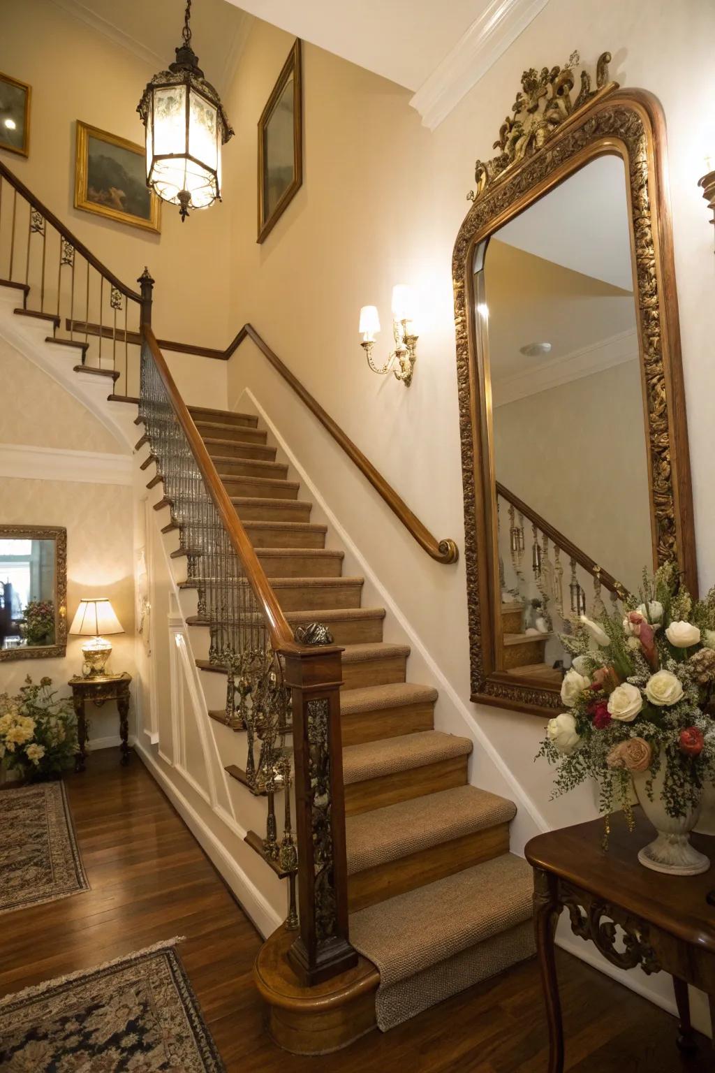Introduce charm using vintage finds on your staircase.