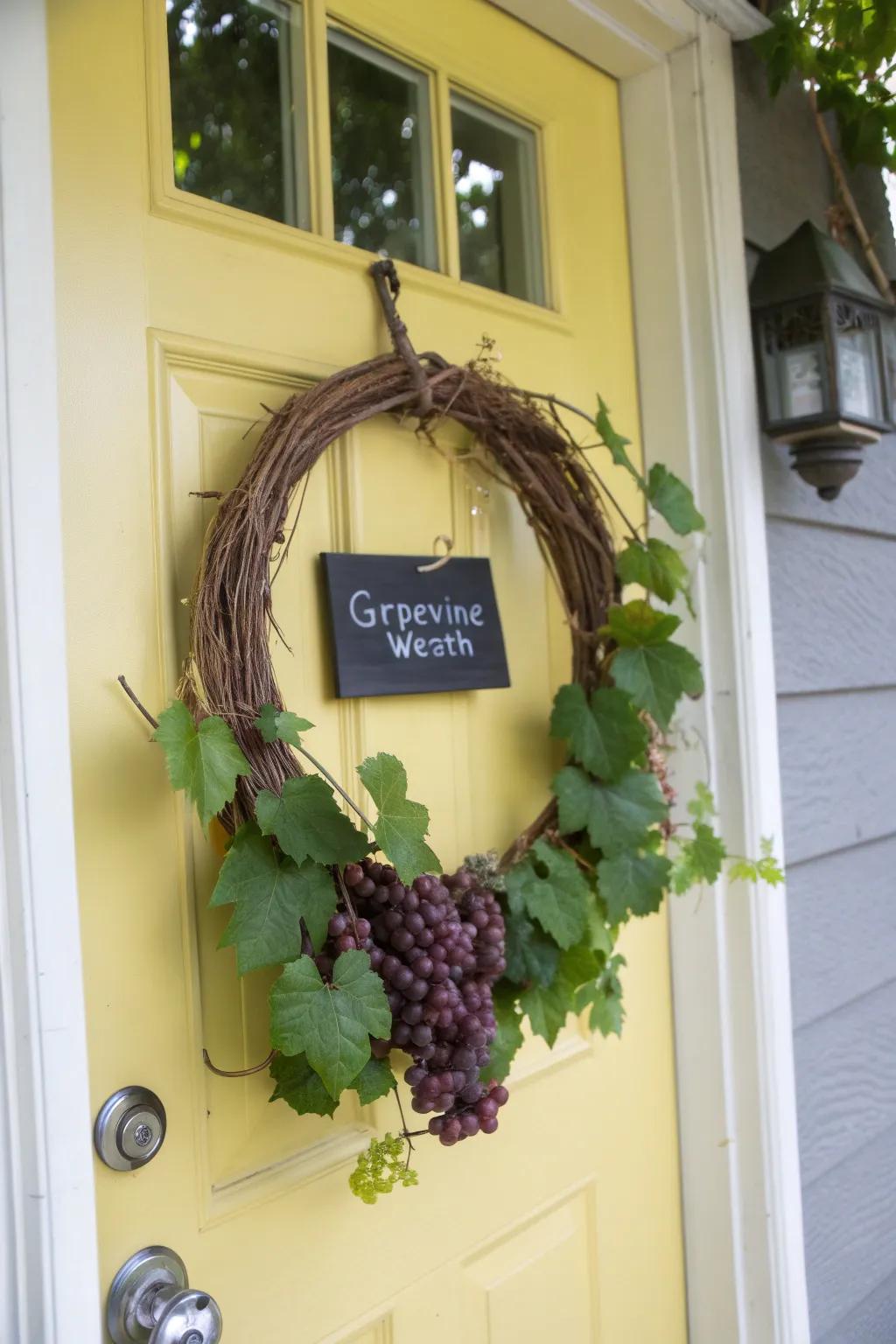 Personalize your wreath with a welcoming dark board sign.