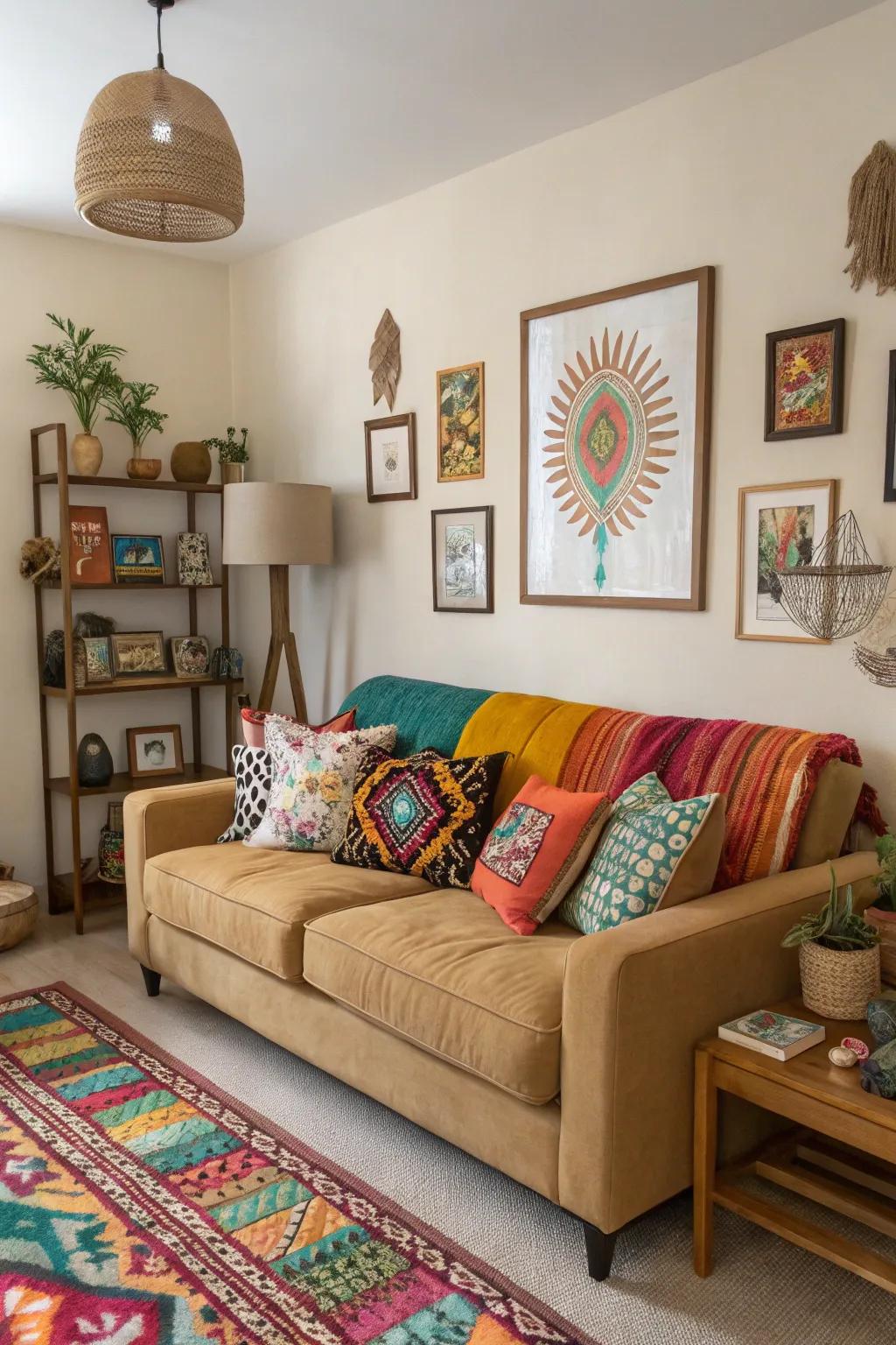 An eclectic mix of styles creates a unique and inviting space.