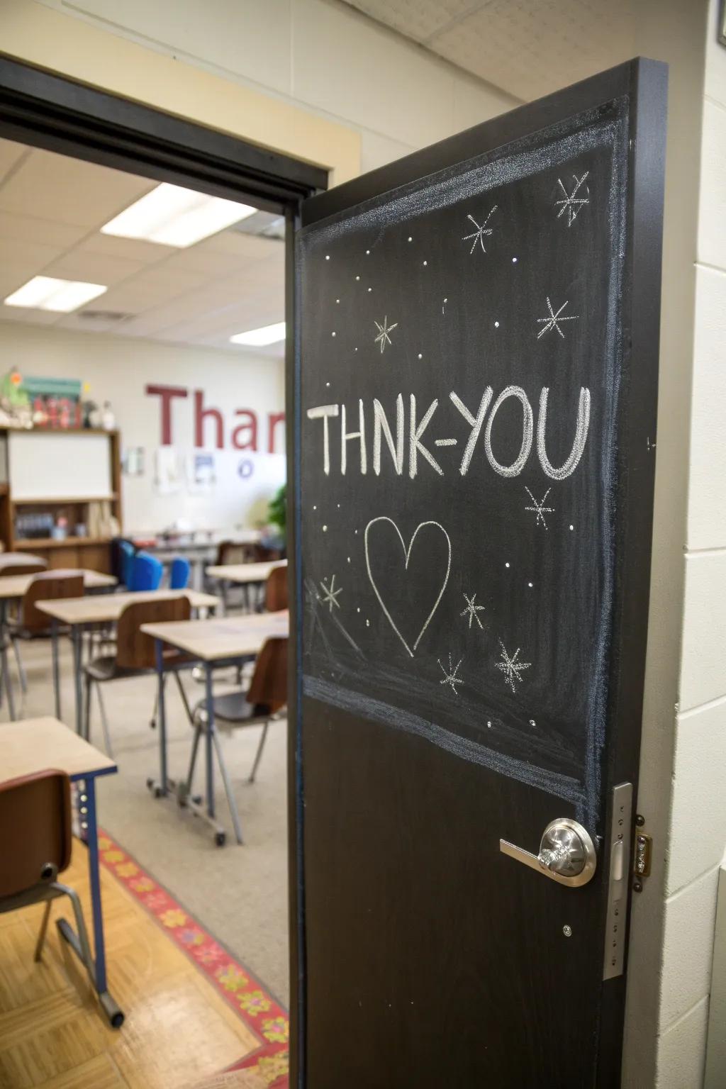 Keep it classic with a chalkboard-themed door of thanks.