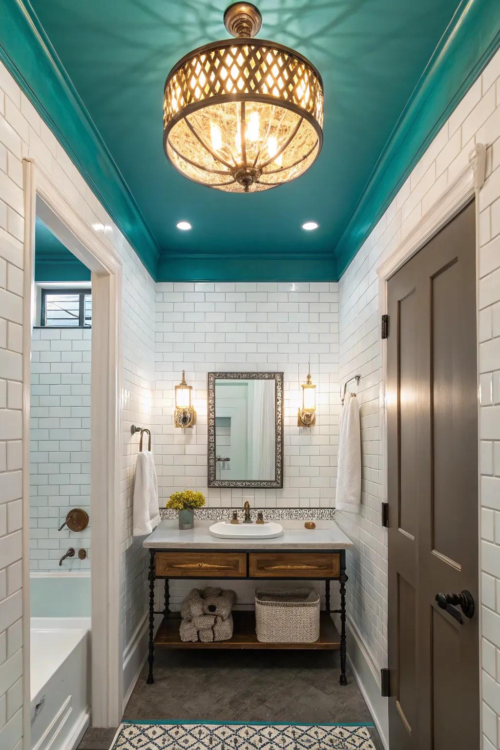 Produce a cozy environment by using a seafoam ceiling.