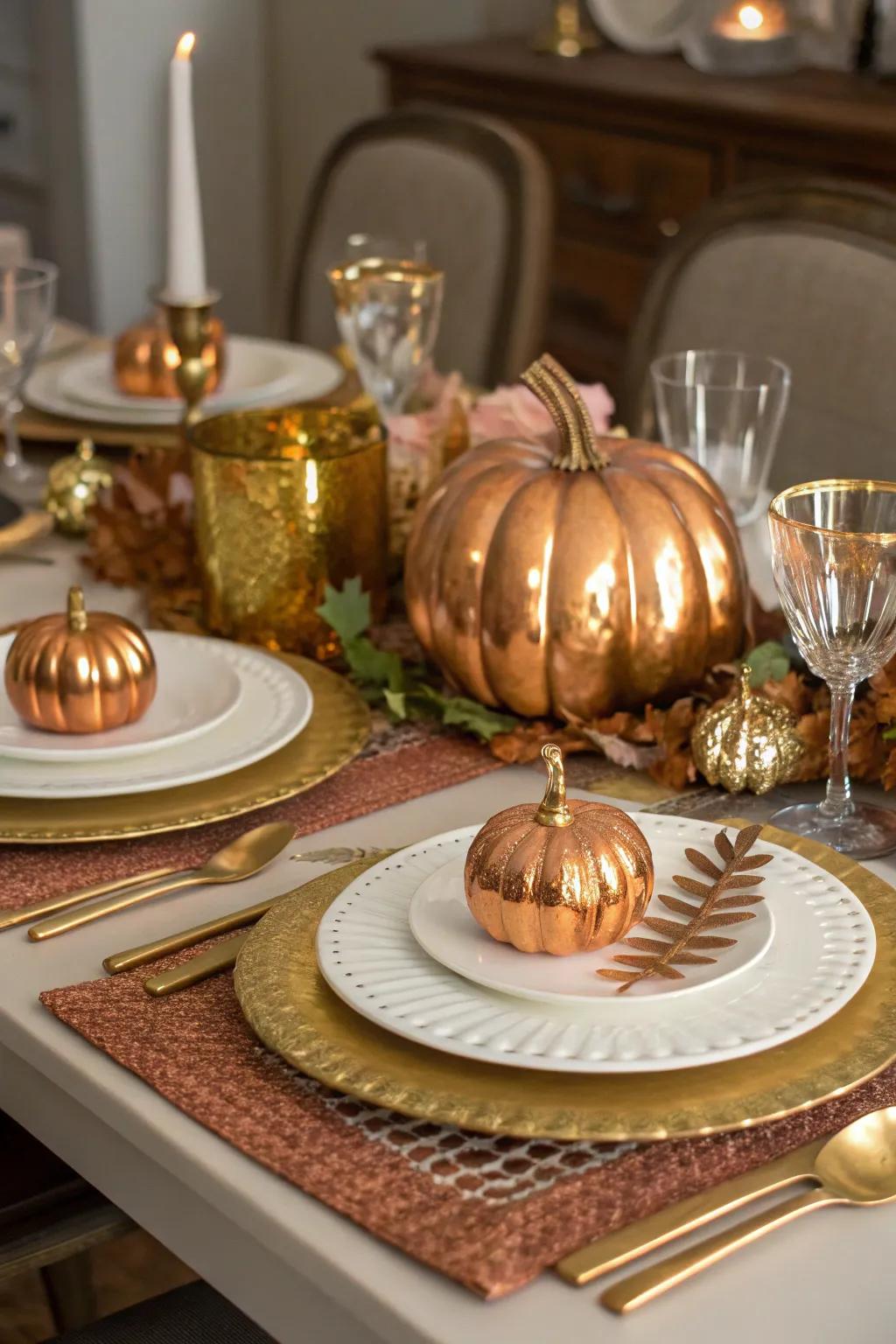 Alloy accents add elegance to your Thanksgiving table.