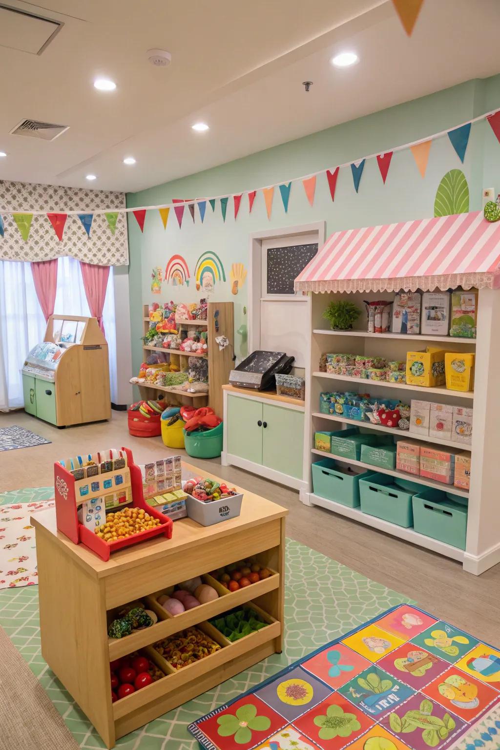 Pretend play zones fuel imaginative storytelling and fun.