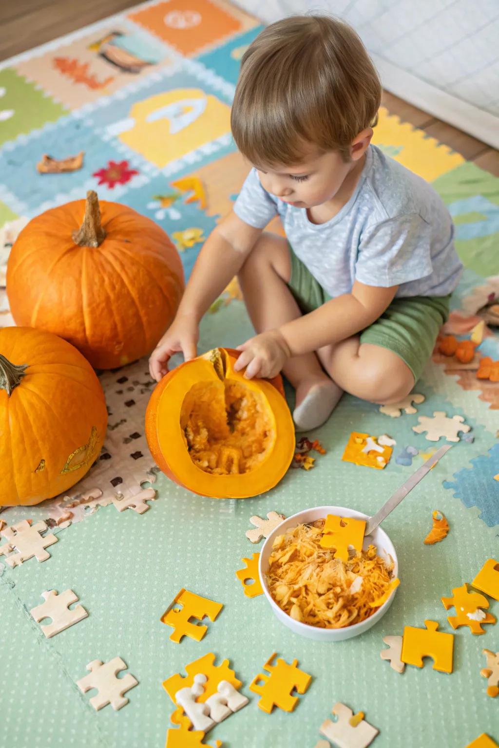 Challenge your toddler with a pumpkin puzzle.