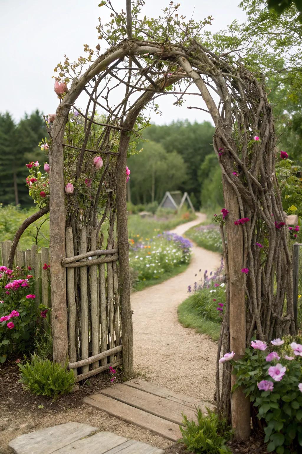 An enchanting twig portal for a fairy-tale garden.