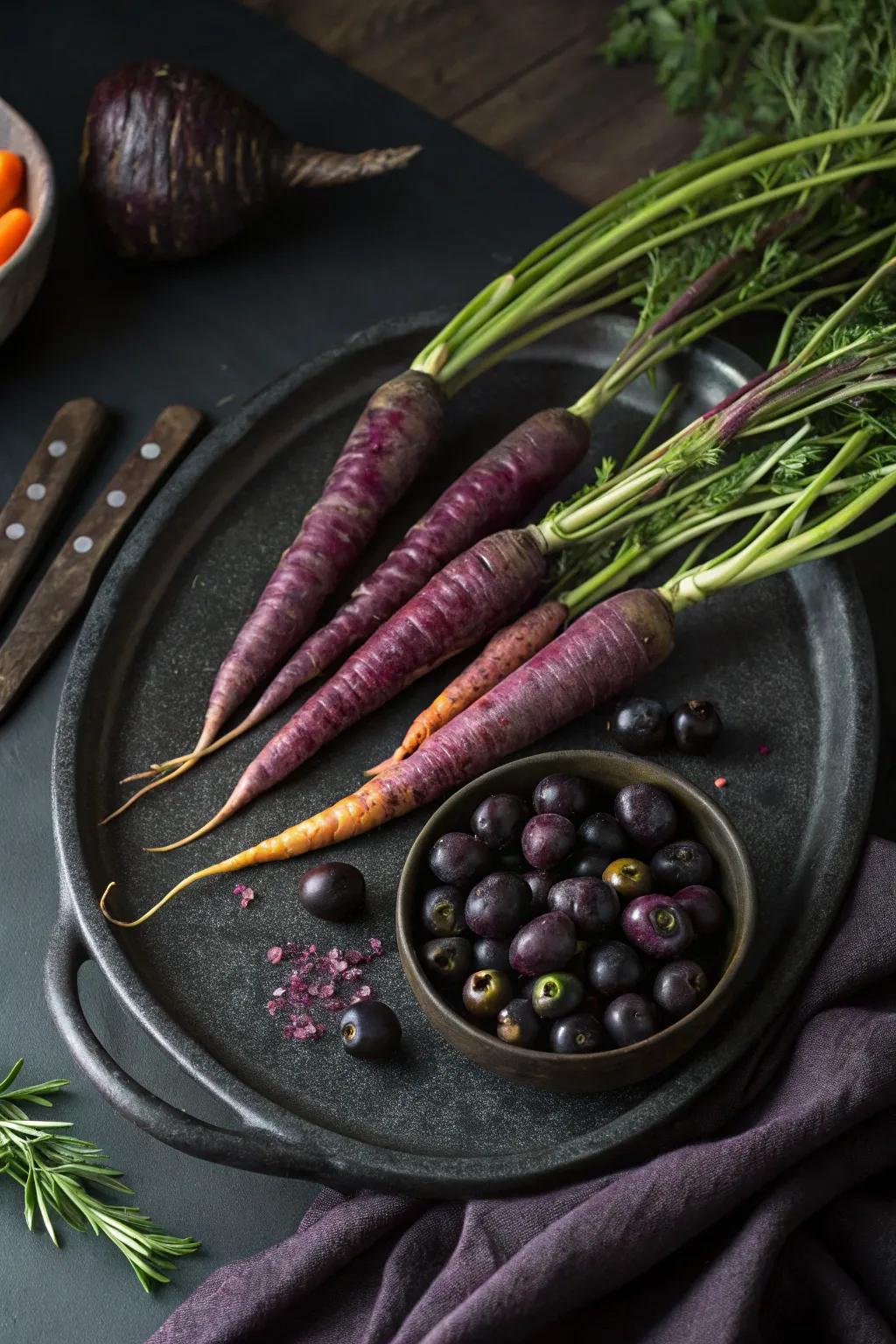 Intense vegetable assortment highlighting deep, rich colors.