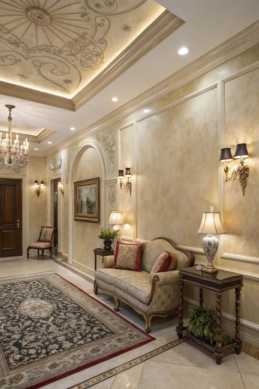 Venetian plaster walls that add a touch of timeless elegance.