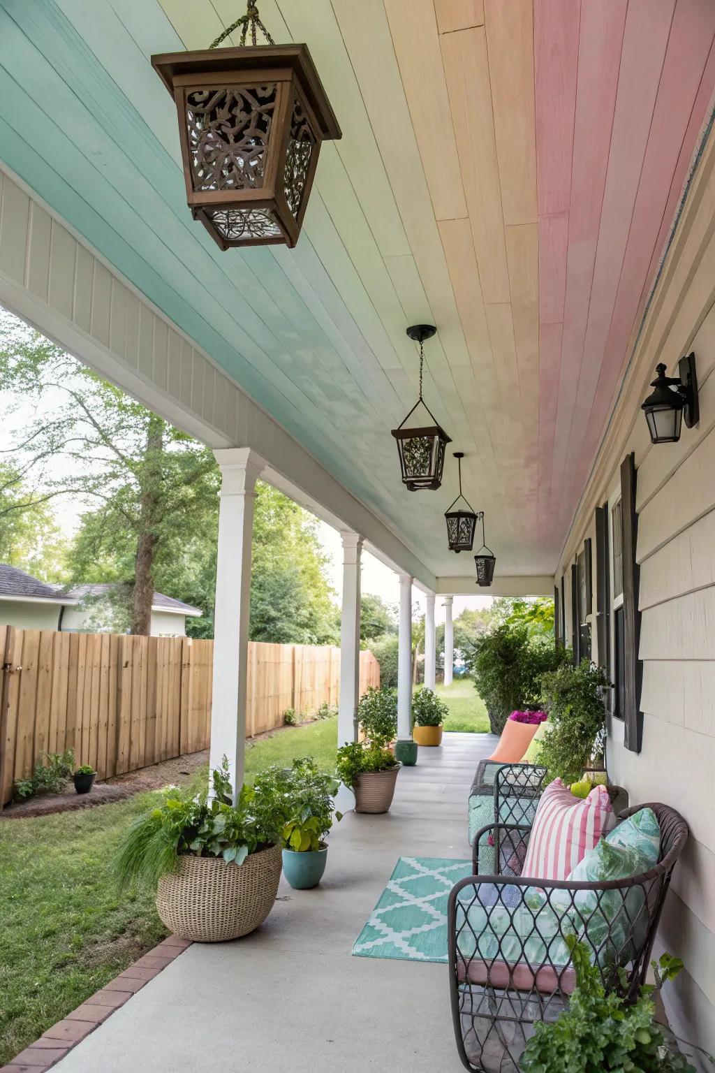 Color shifts on vinyl ceilings append depth and visual intrigue.