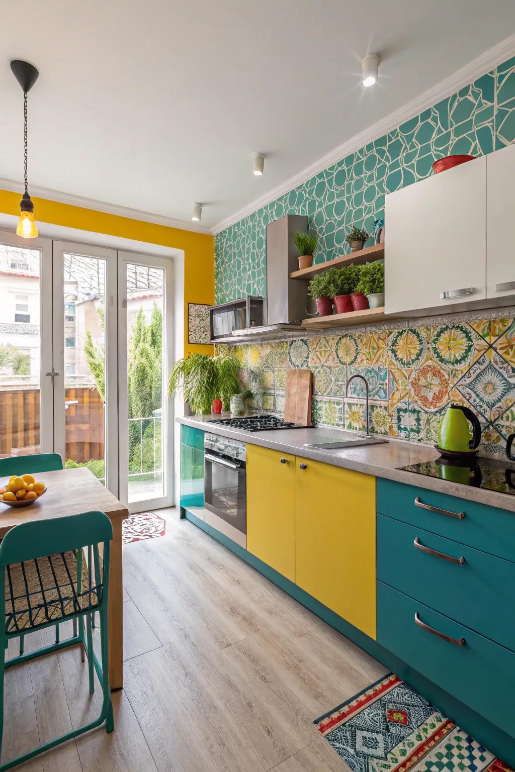 Inject personality with colorful wainscoting in your kitchen.