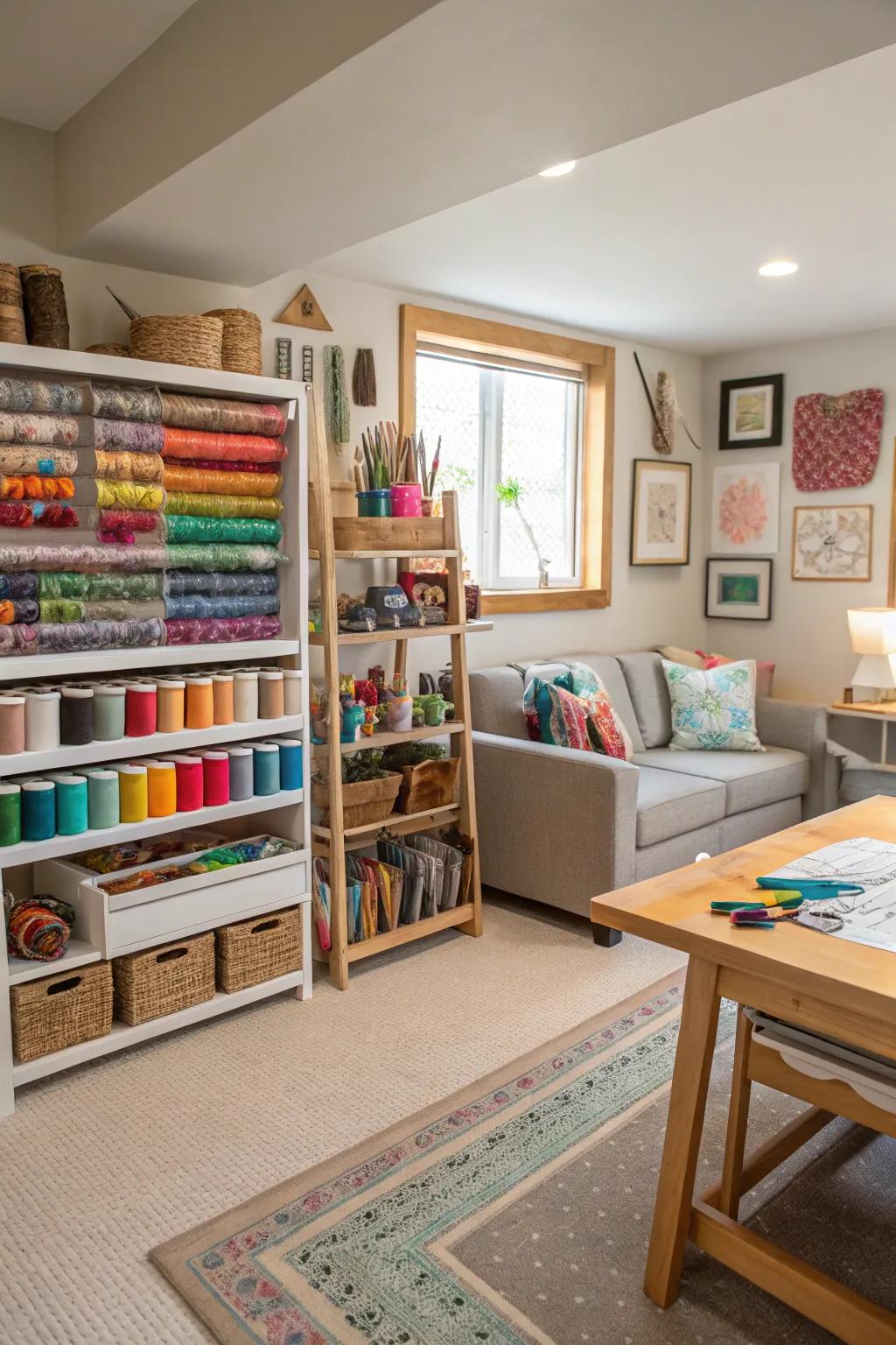 A vibrant hobby room to nurture creativity.