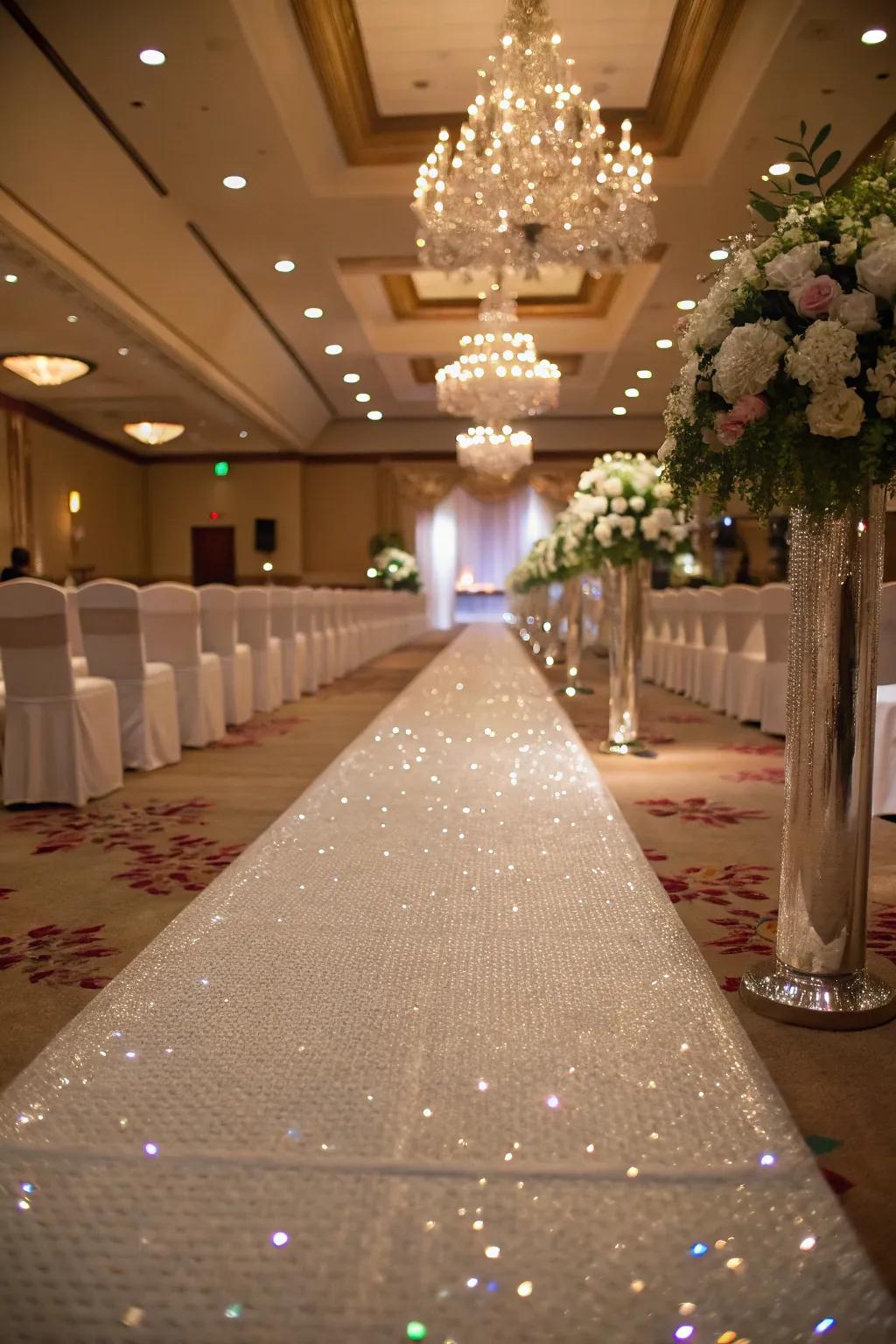 A sparkling crystal beaded runner adds glamour and elegance.