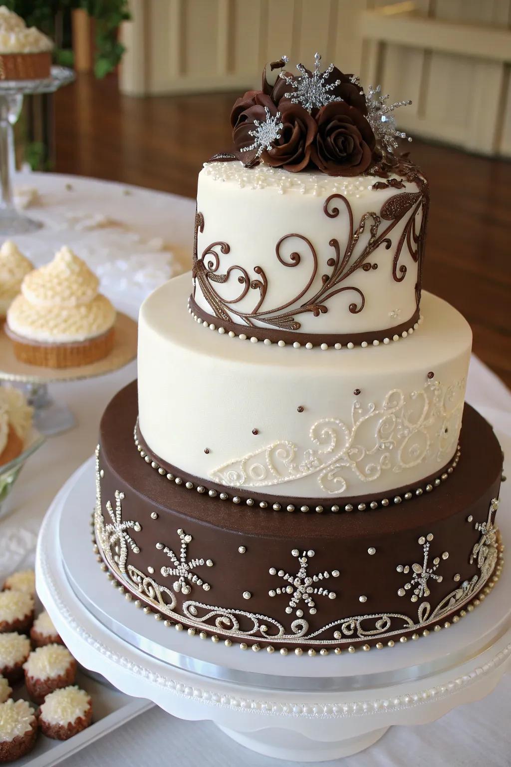 A wedding cake with confectionery art for a true masterpiece.