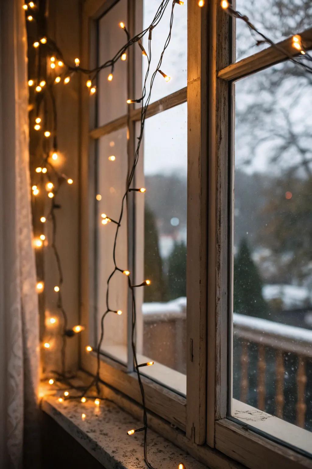 Enhance your window design using cozy linked lights.