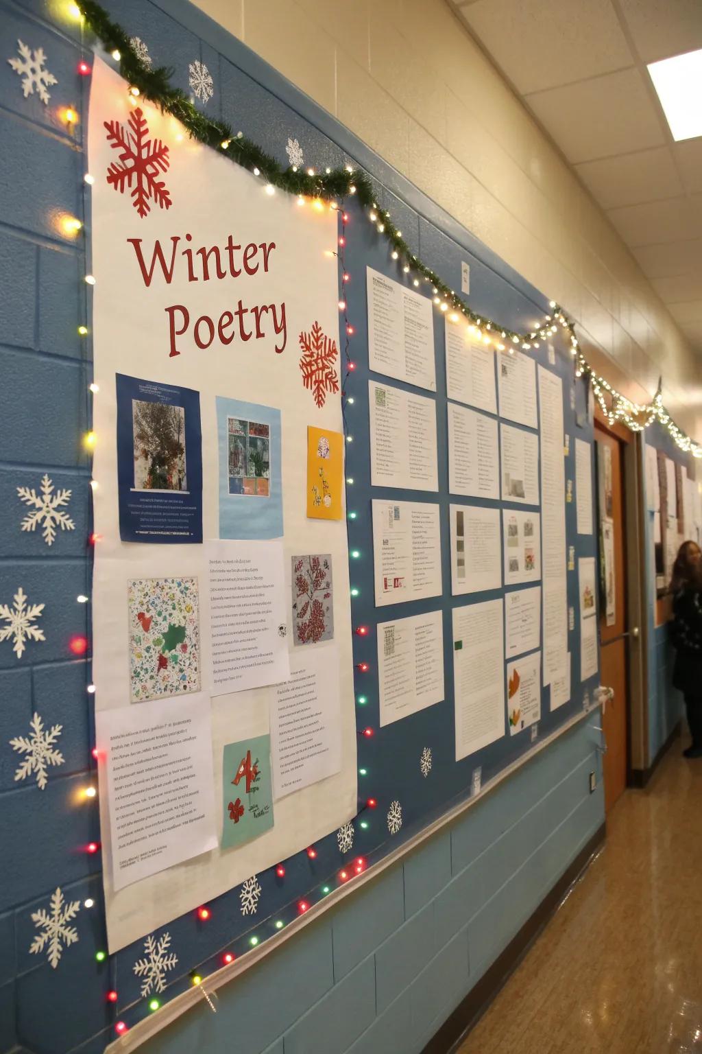 A verse spot adds a literary element to the winter bulletin board.
