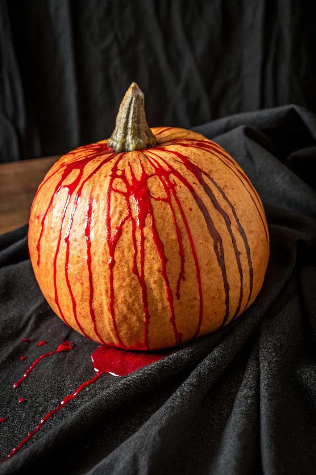 Pumpkin featuring a dramatic horrific goo illusion.
