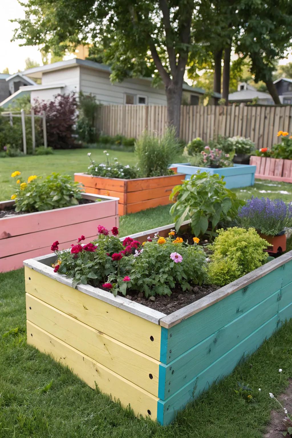 Liven up your garden with brightly painted beds.