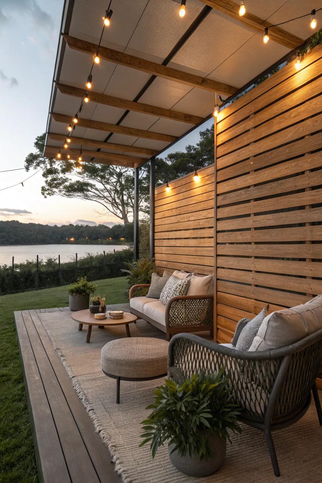 Bring style outdoors with an elegant timber slat wall.