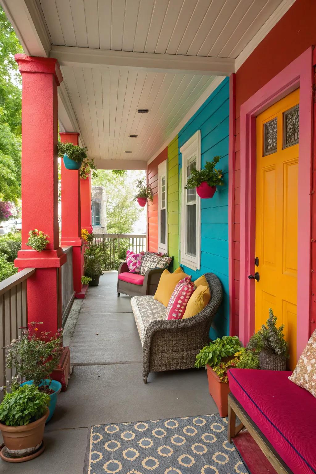 Color blocking adding a modern flair to the porch.