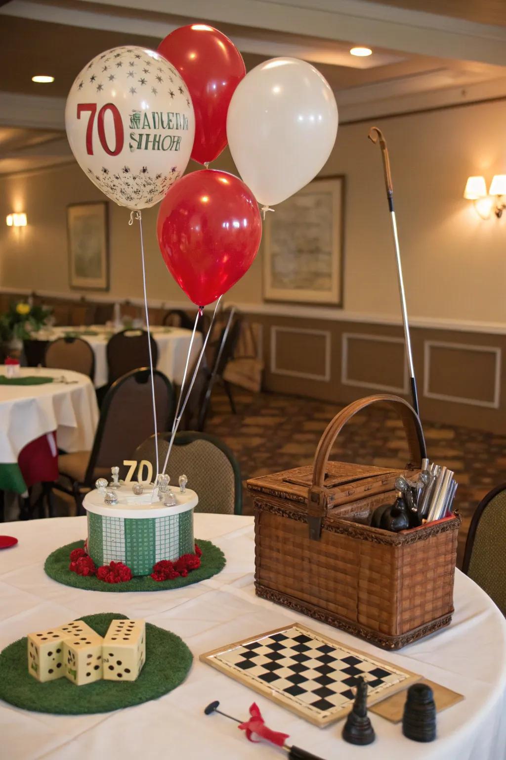 Themed centerpieces celebrate personal interests.