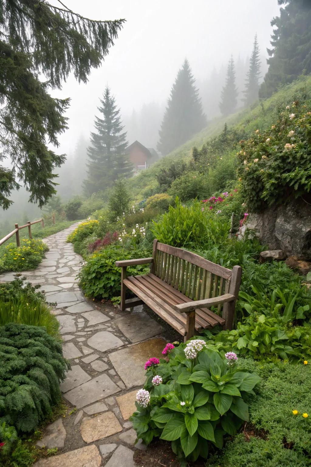 Relaxing moments in a mountain sitting nook.