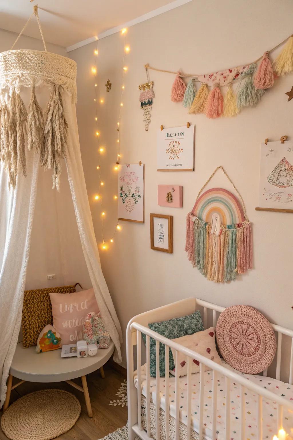 DIY decor adds a heartfelt and personal touch to the baby corner.
