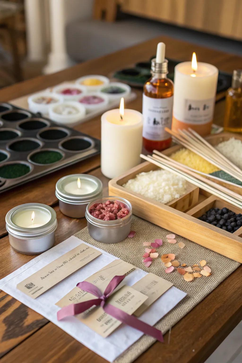 A DIY candle making station delivers a creative and unforgettable activity for guests.