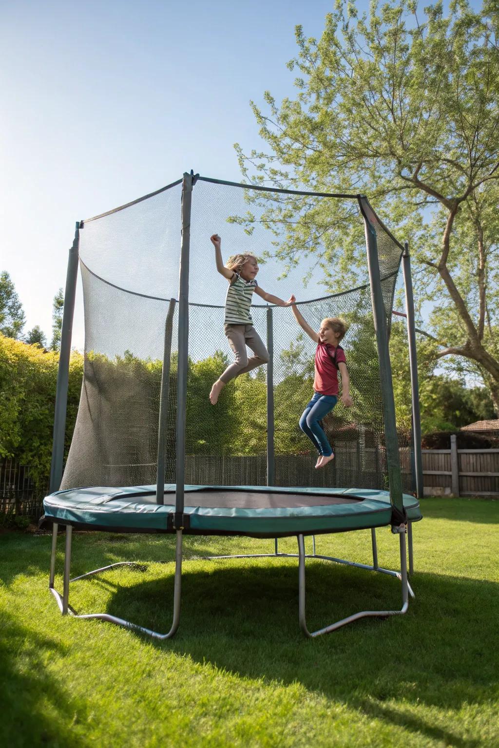 Jump into fun using a trampoline.