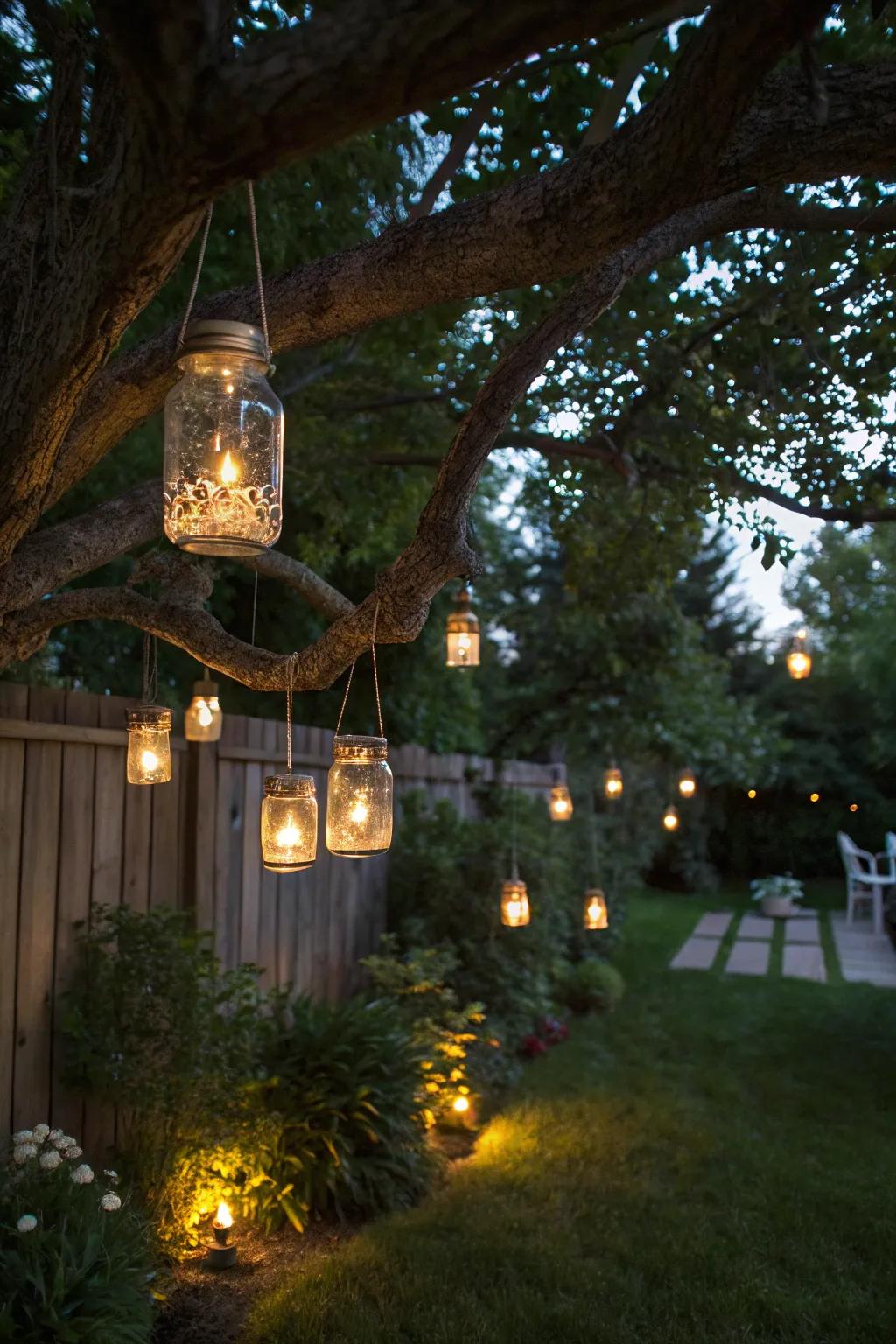 Firefly mason jar lights contribute a nostalgic and magical charm.